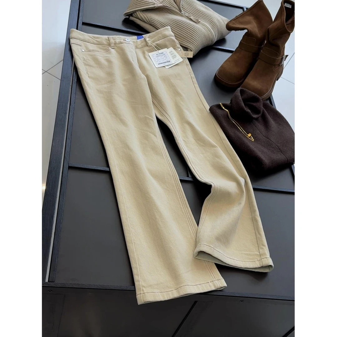 加绒秋冬季新款复古百搭高腰宽松显瘦微辣牛仔裤女长裤