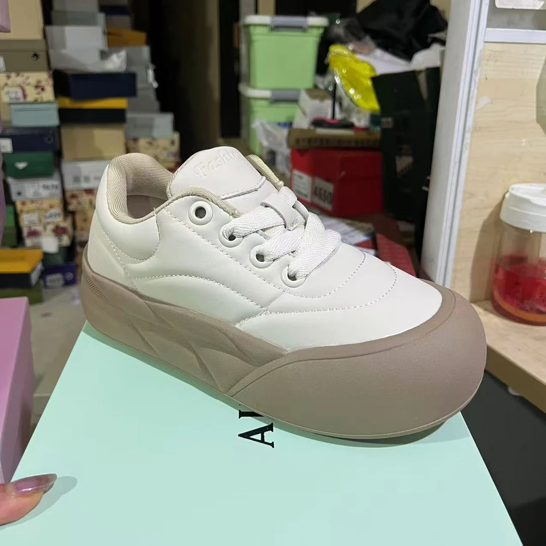 B-562奶茶色 厚底休闲板鞋6801