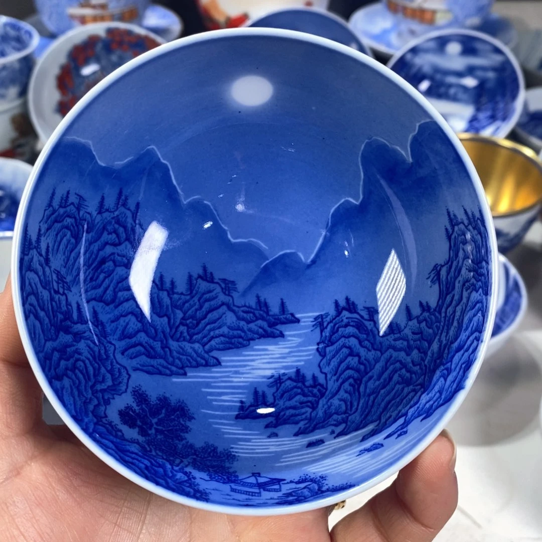 瓷片青花山水主人杯杯