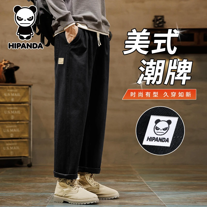 HiPanda你好熊猫秋季新款休闲裤男士直筒宽松美式潮牌高级感长裤