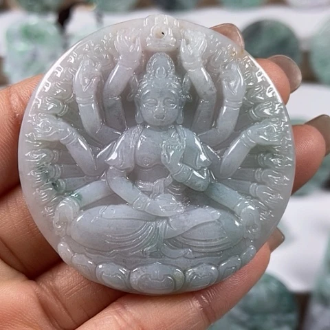 翡翠颈饰未镶嵌千手观音福利
