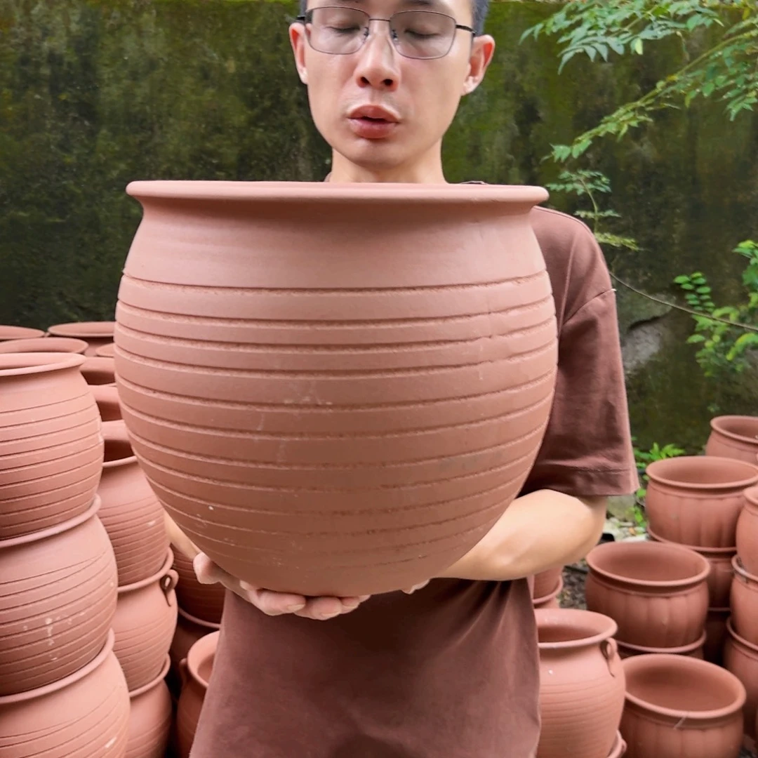 紫砂花盆口30高25（一个红陶新款