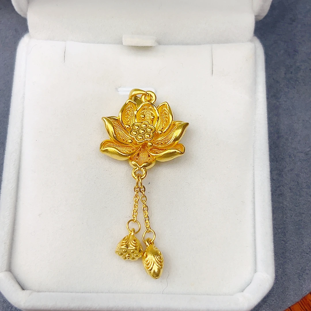 足金999荷花吊坠