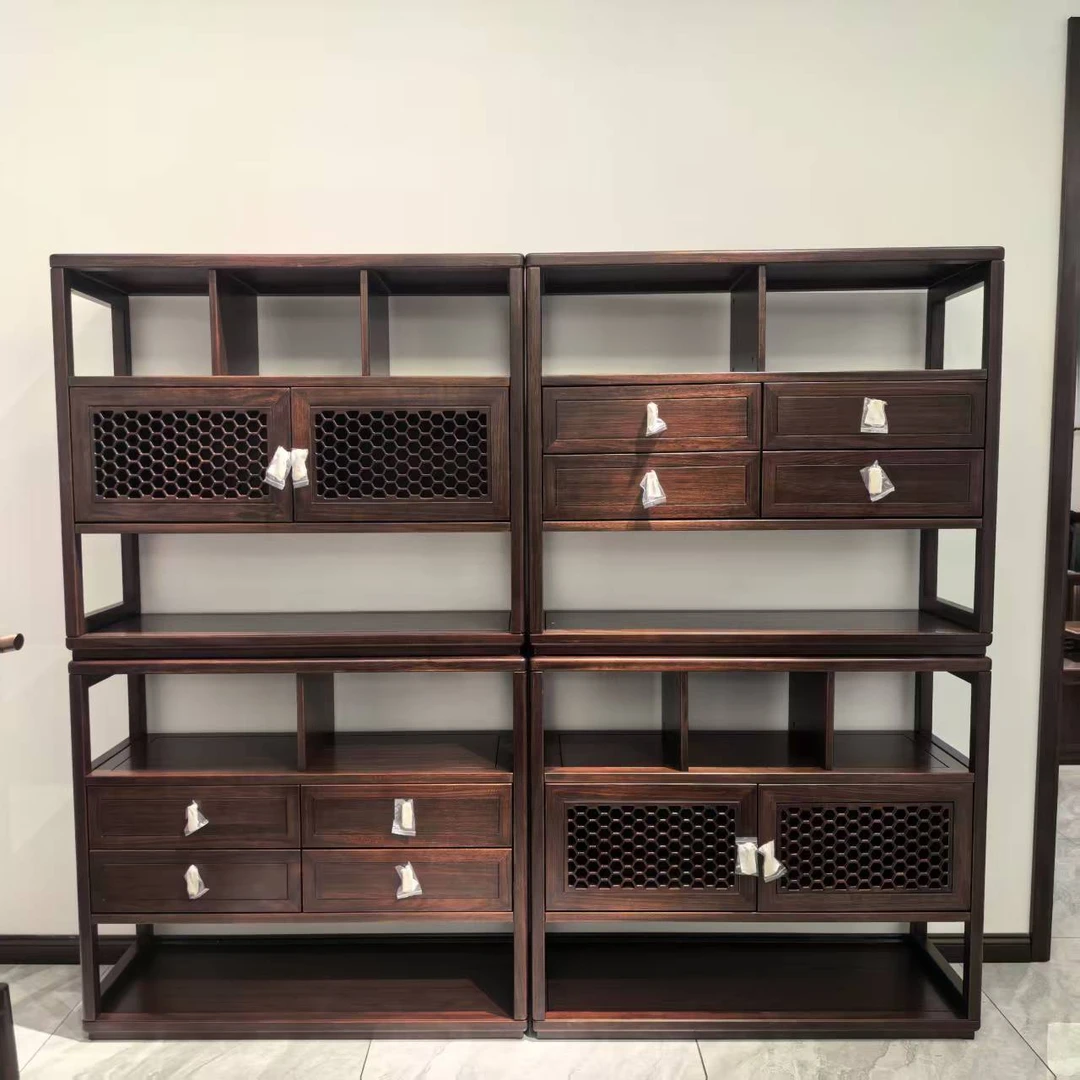【品牌库存】110*40*95乌金木全实木多功能斗柜矮茶柜轻奢