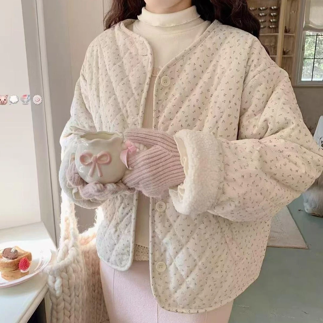 韩版宽松加绒加厚保暖百搭外套秋冬小香风洋气休闲短款毛绒羊