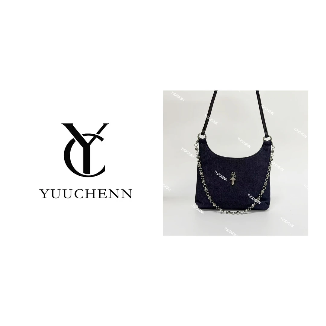 YUUCHENN/【腋下包】进口防水牛仔布+Tc牛皮20cm HH5833