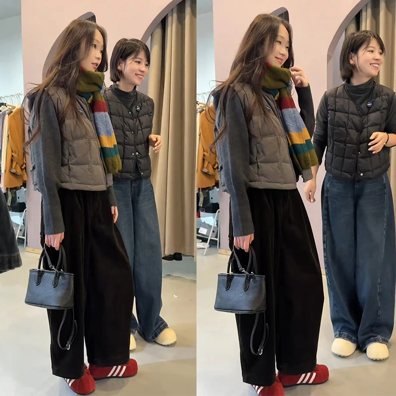 冬季流行穿搭2025新款百搭长袖针织上衣马甲外套高腰休闲裤三件套