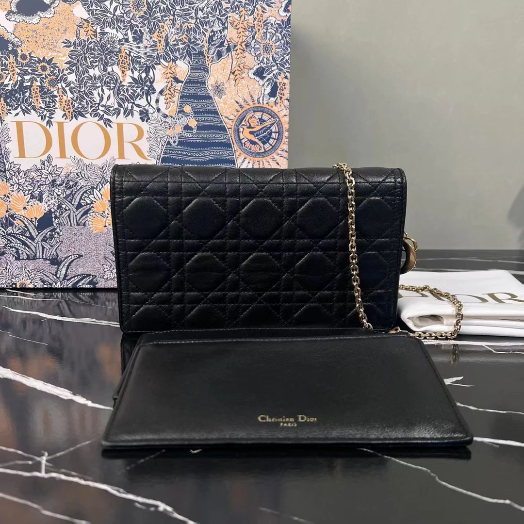 99新 DIOR/迪奥 黑色单肩包C835668 7526