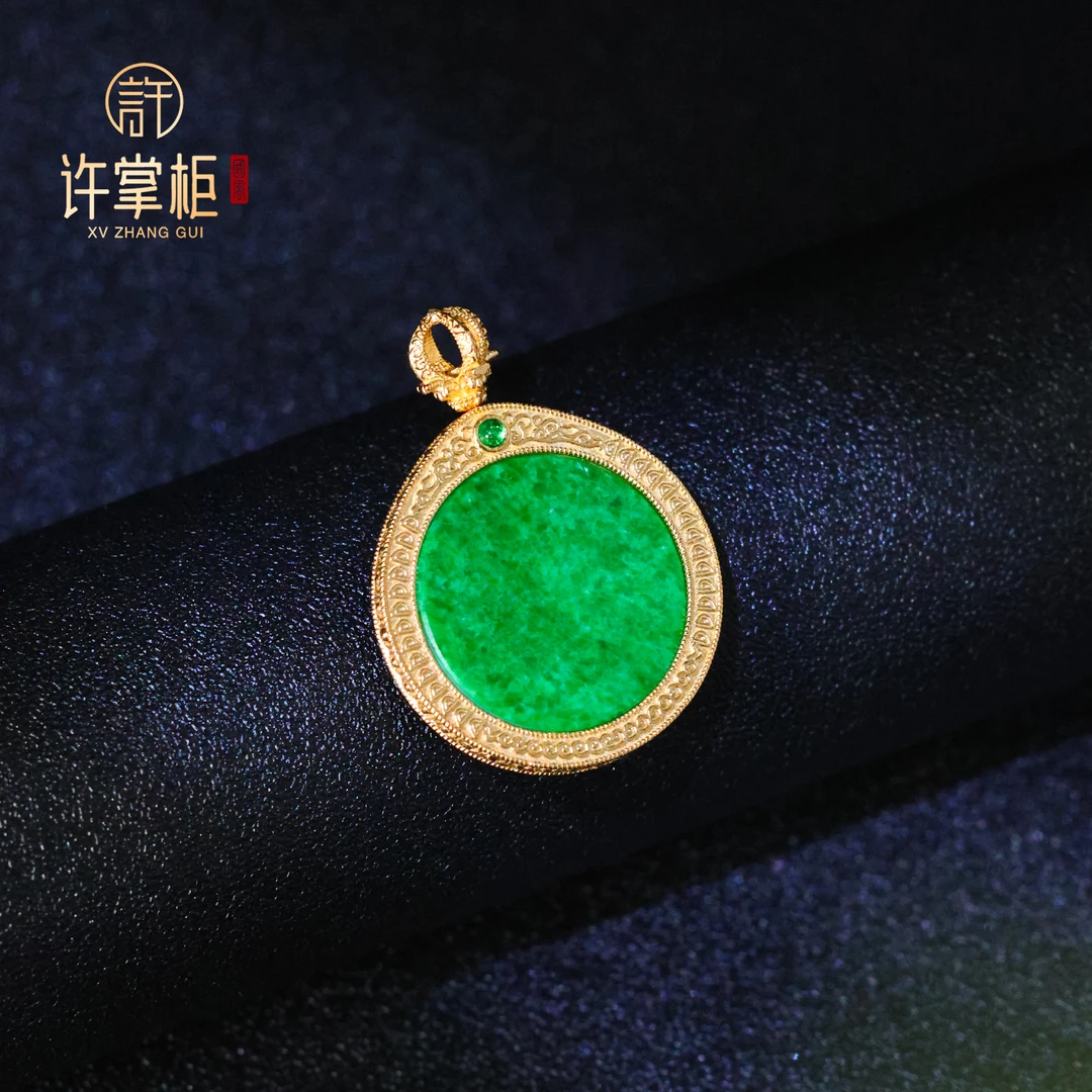 许掌柜｜S925银翡翠吊坠天然缅甸翡翠A货圆牌财神配饰精致百搭X