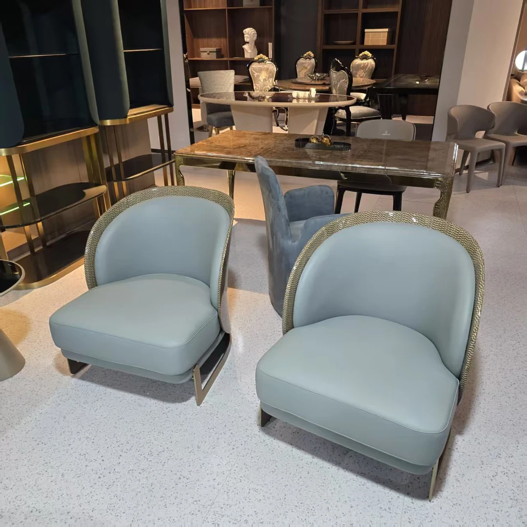 意式轻奢皮沙发，单椅