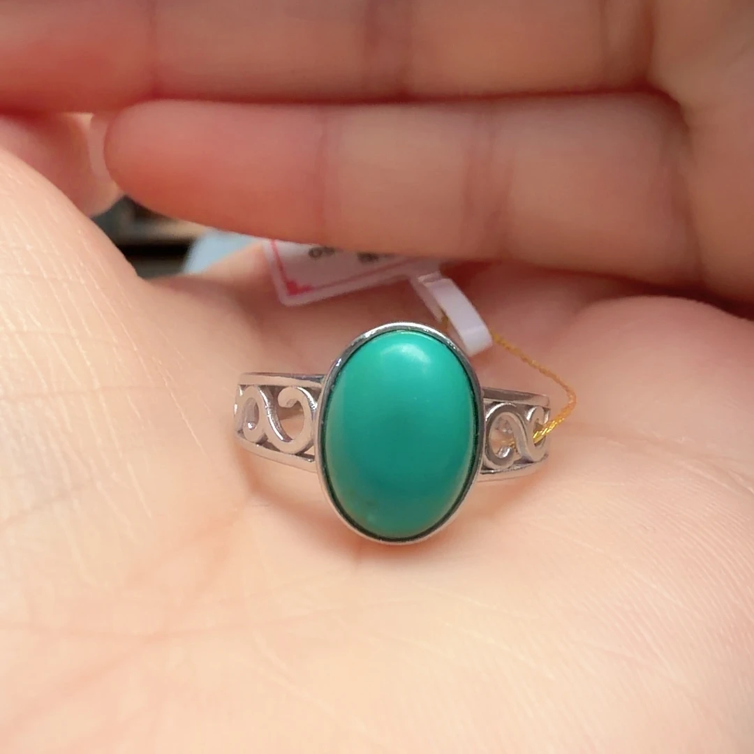 绿松石银S925镶嵌戒指