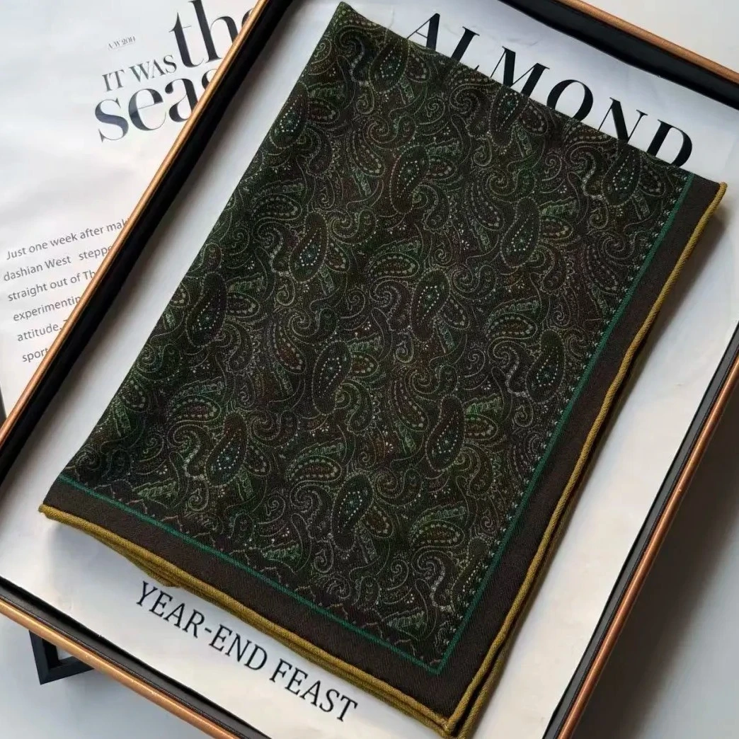 70绿色腰果62*62cm左右气质百搭大方冬季丝巾复古时尚