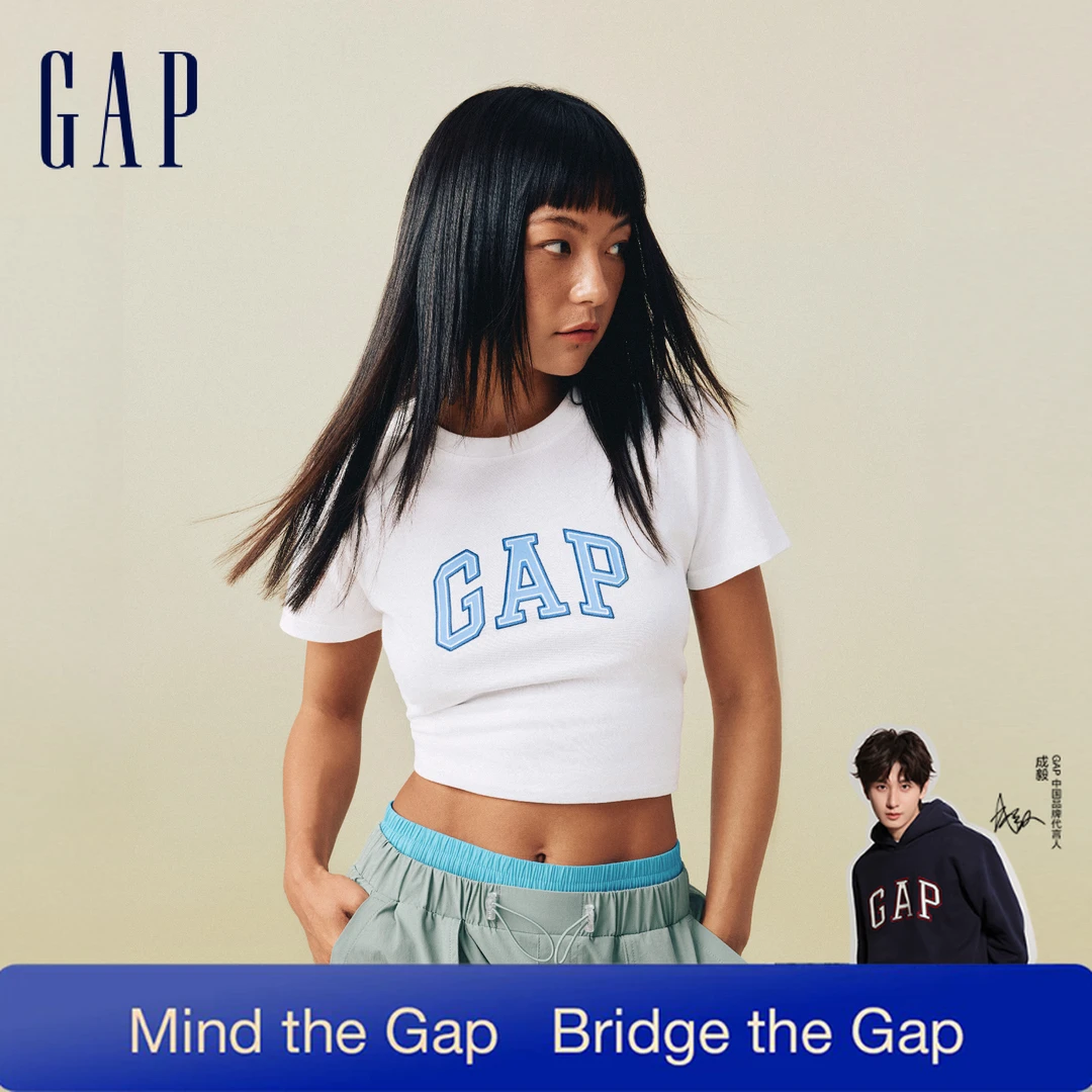 【成毅代言】Gap女装夏季正肩纯棉撞色韩版合身短袖T恤休闲766157