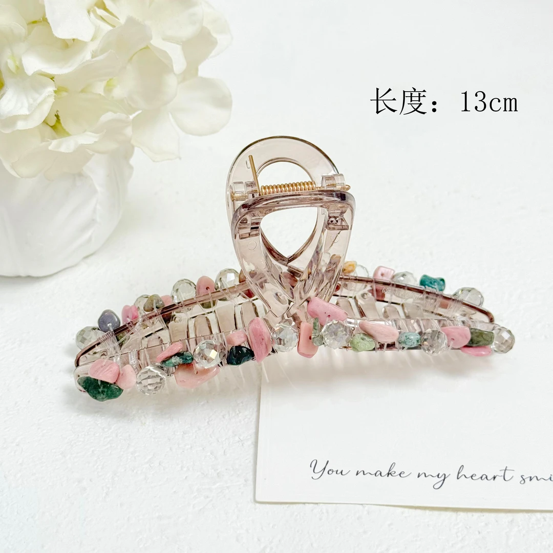 BAOSHATI/宝莎缇F-1553手工缠绕水晶石头抓夹13CM