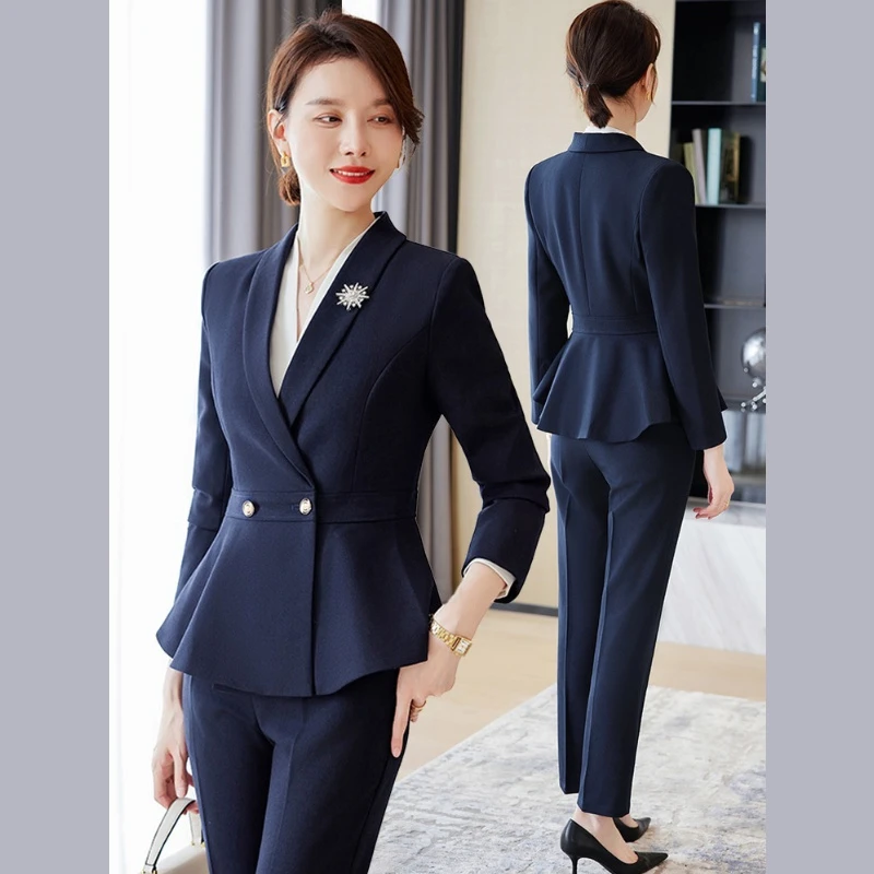 秋季新款高级感职业西装套装女时尚气质珠宝店经理酒店前台工作服