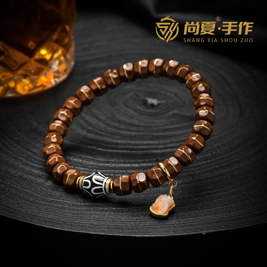尚夏【纯手工】8.5MM紫金鼠实心鼠满肉手工雕刻无相大鹏鸟手串