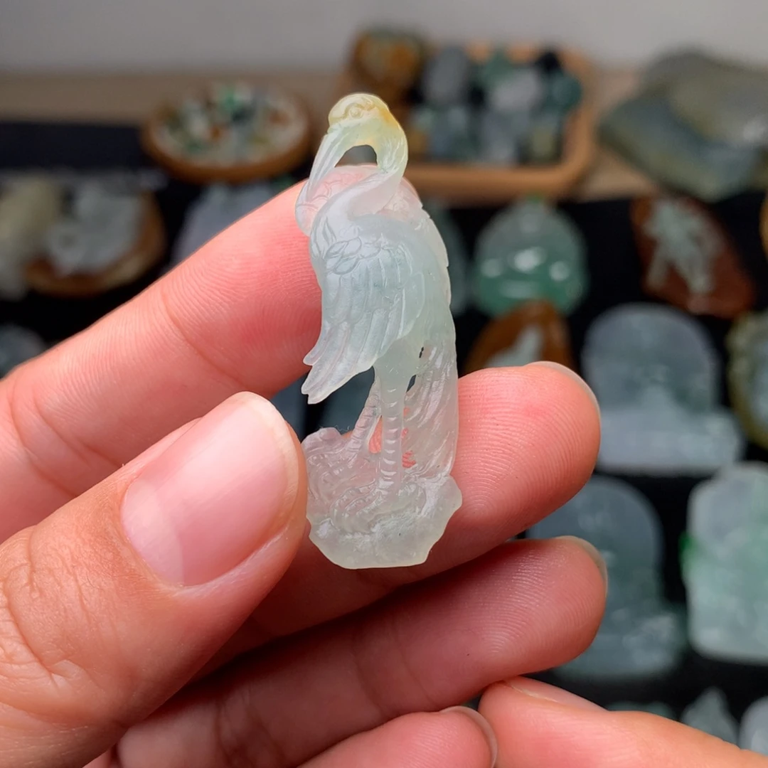 定制翡翠未镶嵌鹤