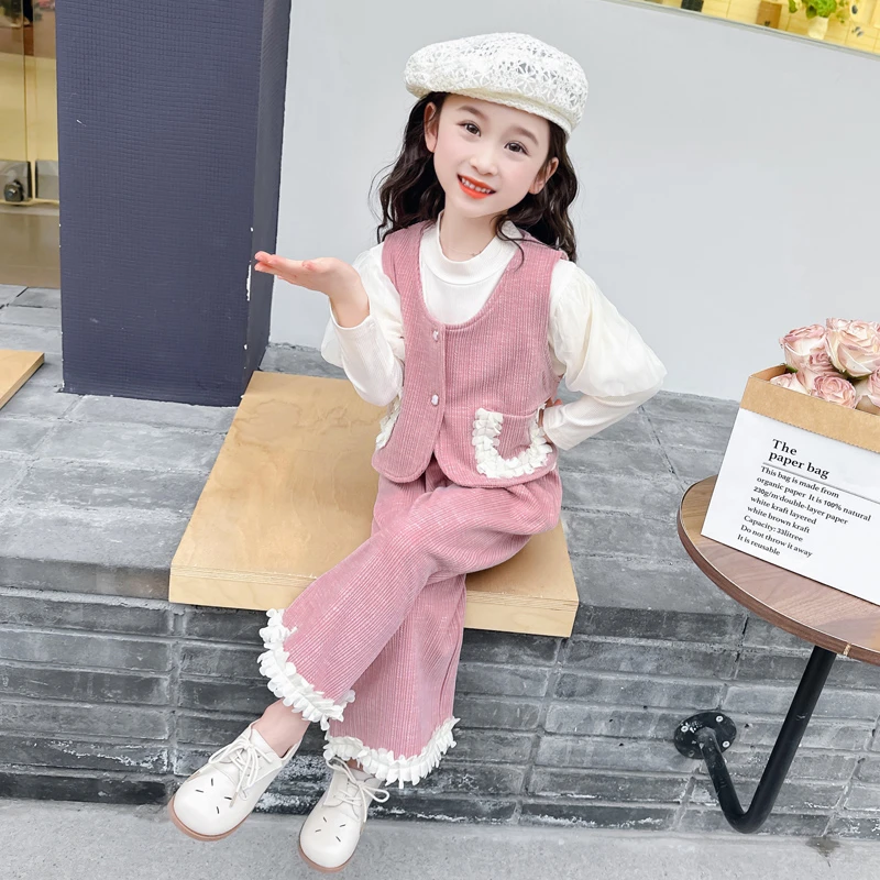 2025新款女童套装春装儿童装春秋季小香风时髦洋气宝宝马甲三件套