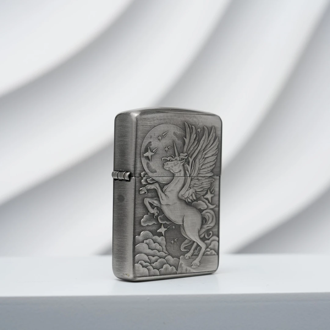 ZIPPO/之宝打火机古银双面【独角飞马】原装正品煤油机DYJ1