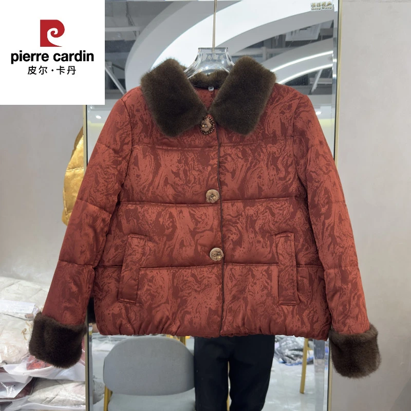 皮尔卡丹商超同款新中式国风服女秋冬中年妈妈洋气圆领提花