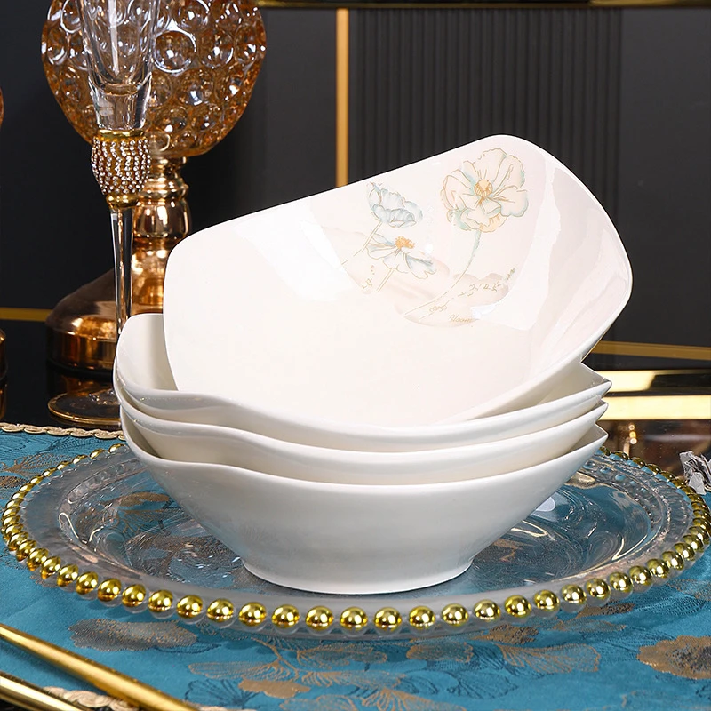 【年货节精选】6支装！爱莲说8英寸元宝碗沙拉水果碗对角19.5CM