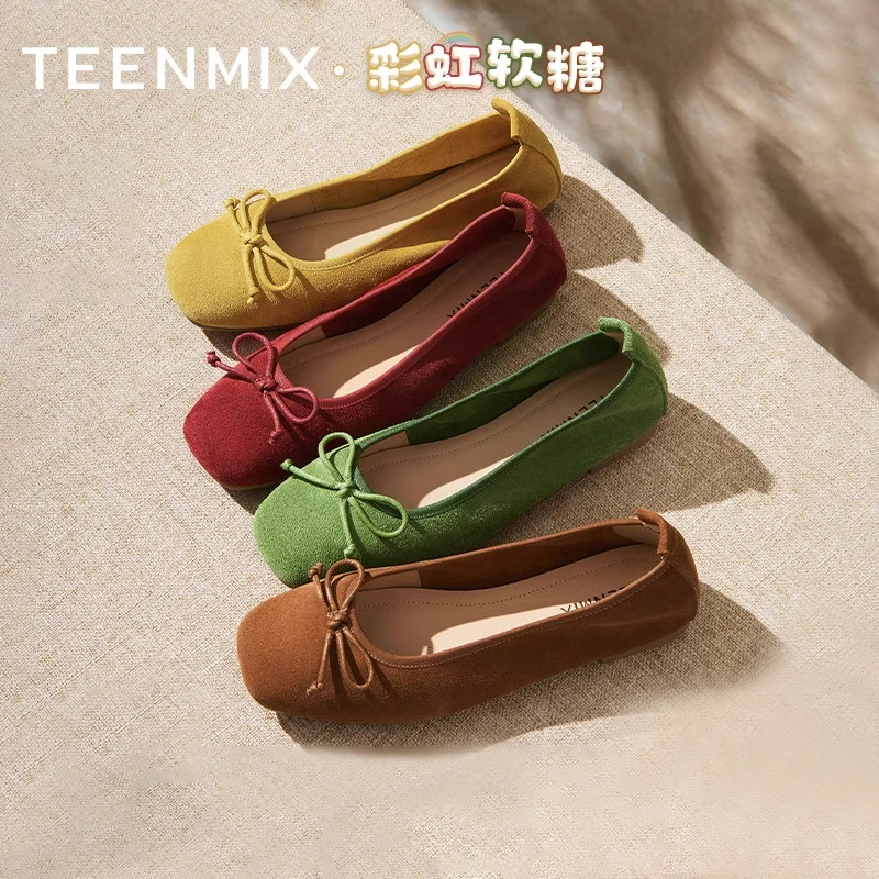 【彩虹软糖】天美意2025春新款法式复古浅口女平底玛丽珍鞋KQ021AQ5