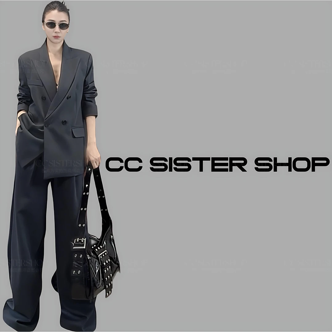 CC SISTER SHOP 气质格调大女主廓形垫肩西装长裤套装