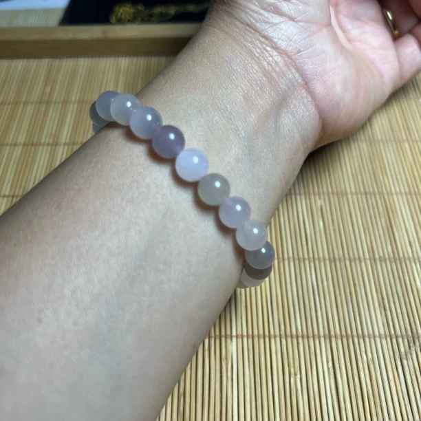 多宝和田玉手串浅紫藕粉时尚百搭款