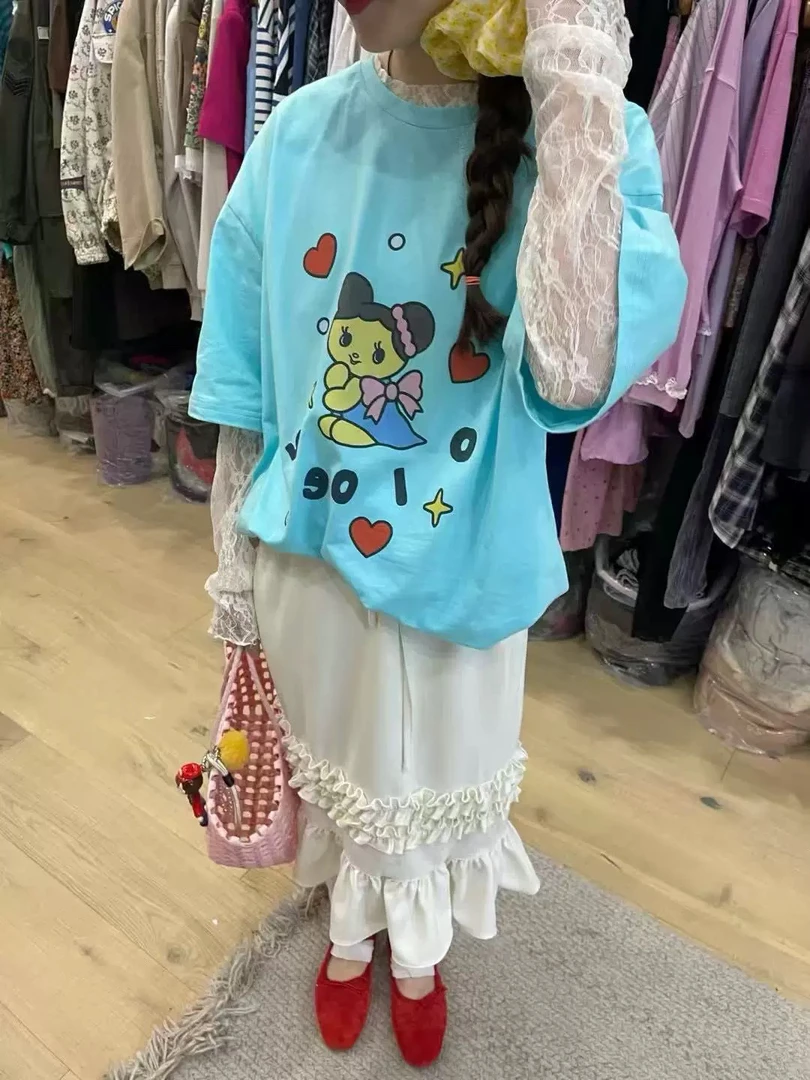 新款韩版字母猫咪T恤