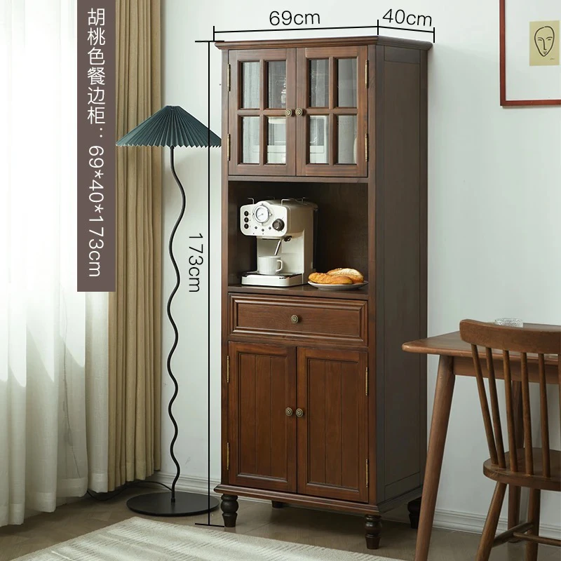 美式书柜置物架带玻璃门落地实木书架书房书橱一体靠墙客厅储物柜