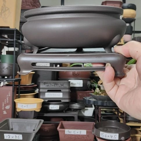 2只16.8*7三足香炉浅圆盆紫檀色