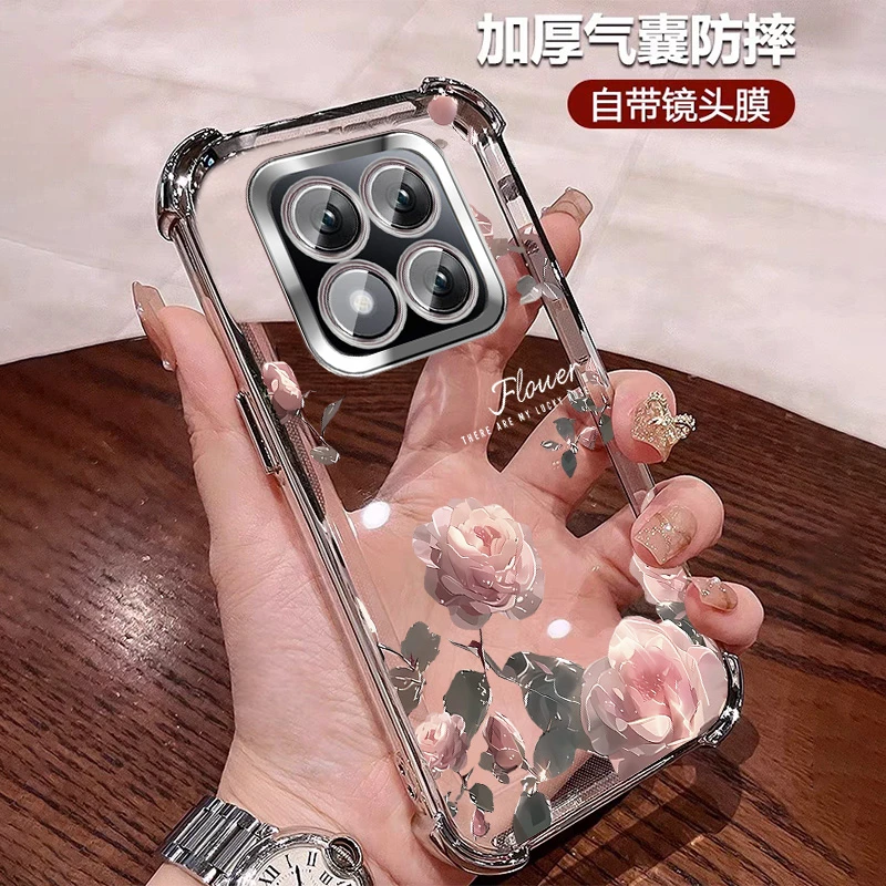 轻奢玫瑰适用oppoa5手机壳女士防摔气囊A5 5G软硅胶全包镜头膜ins