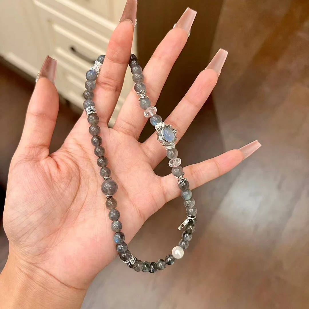 “睡美人”情绪·睡眠·焦虑 灰月光天然拉长石手串