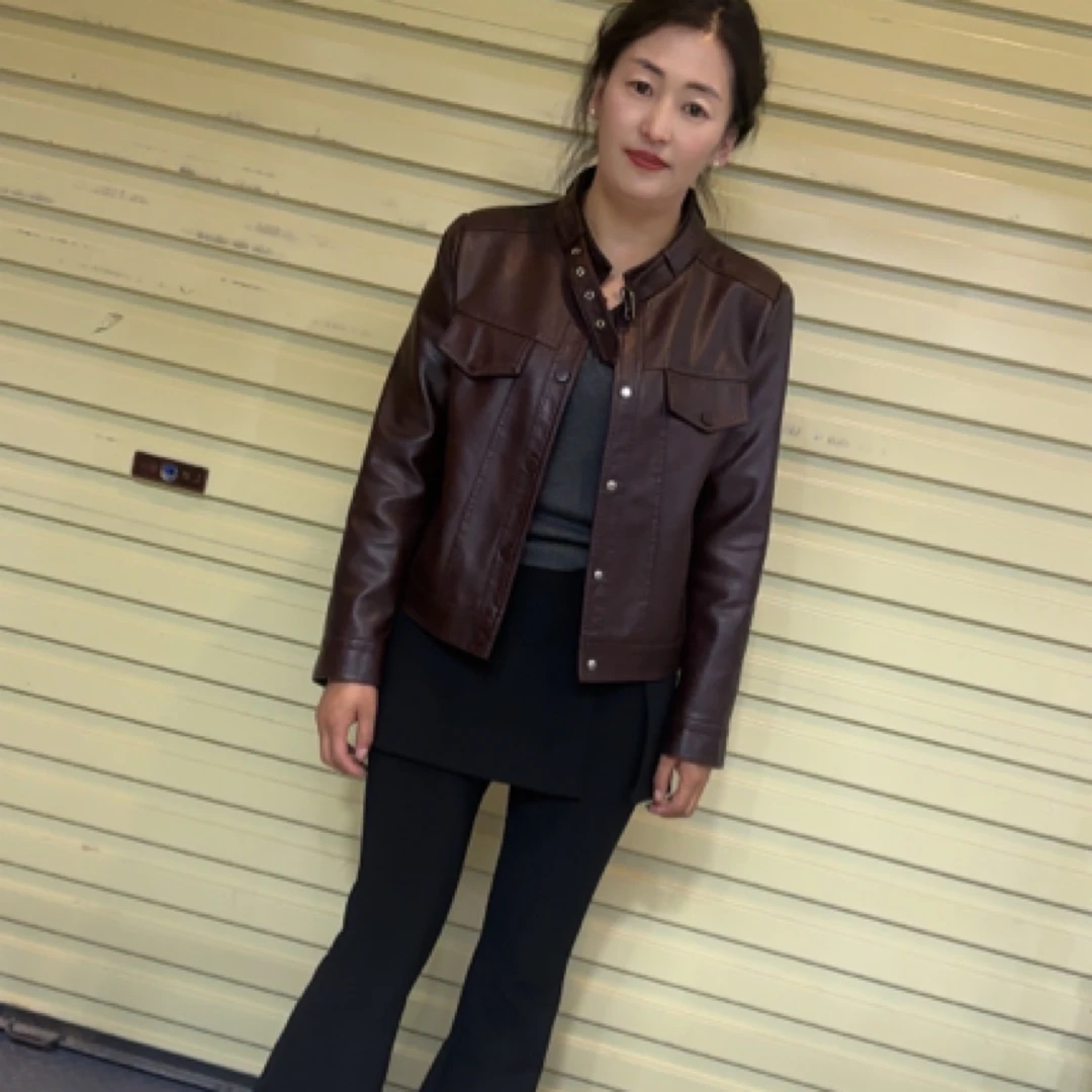 春季立领短款皮衣气质显瘦百搭时尚机车夹克外套