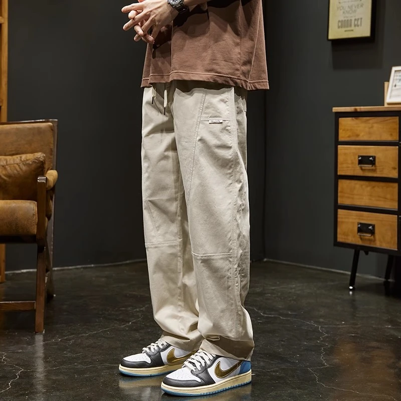 Cebrodz直筒休闲裤男士春季薄款宽松阔腿九分工装裤子男美式