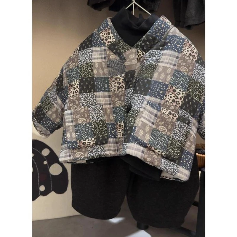 韩国童装2025秋冬新款儿童复古森系百家服棉服男女童棉衣