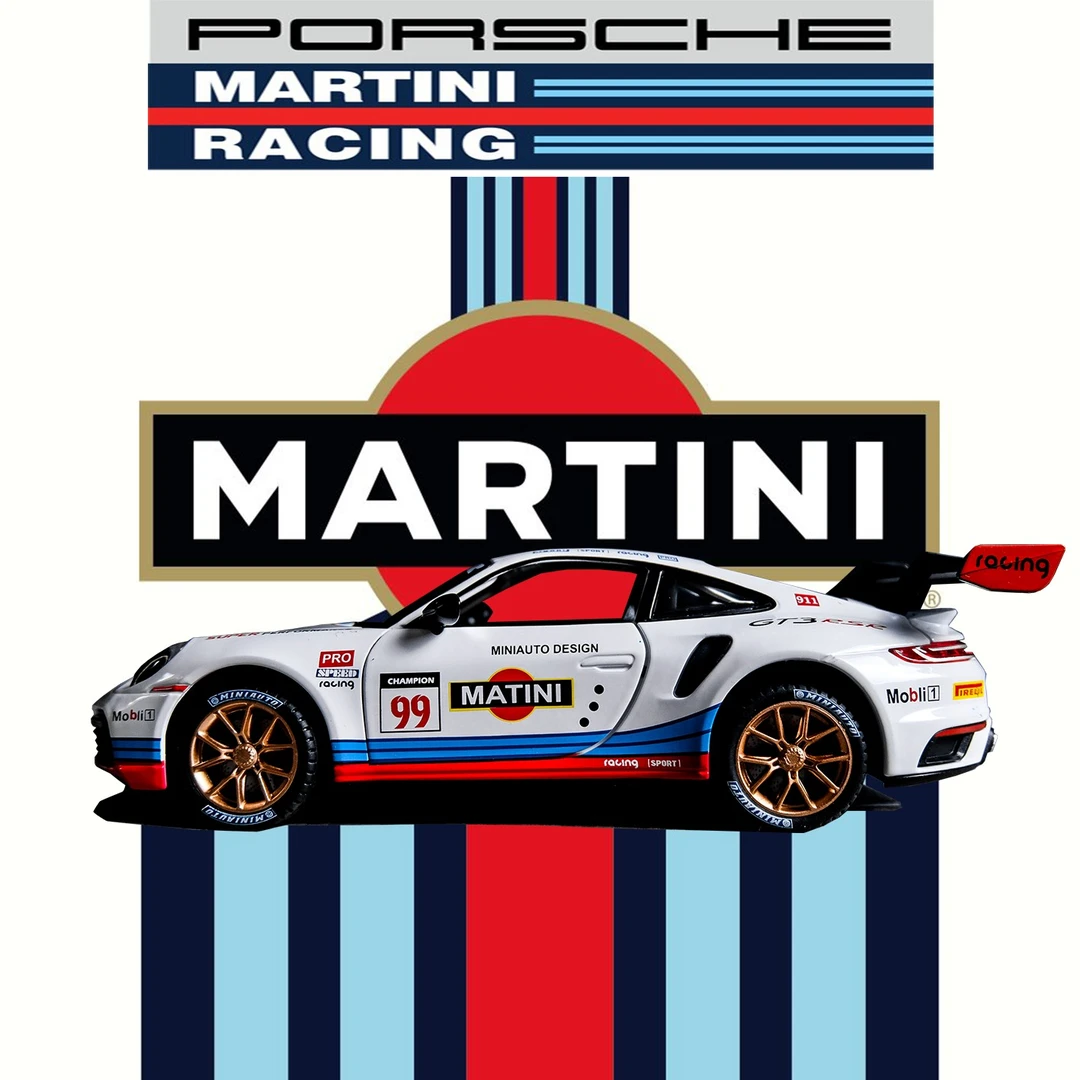 【马天尼涂装】911 GT3 RSR 1:24比例仿真合金全开汽车模型礼品摆件