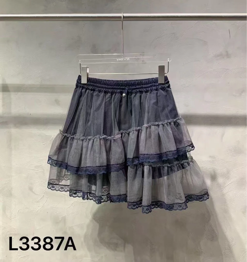 【伊柜精选】南油高端欧货女装多层外纱松紧腰不等式半裙