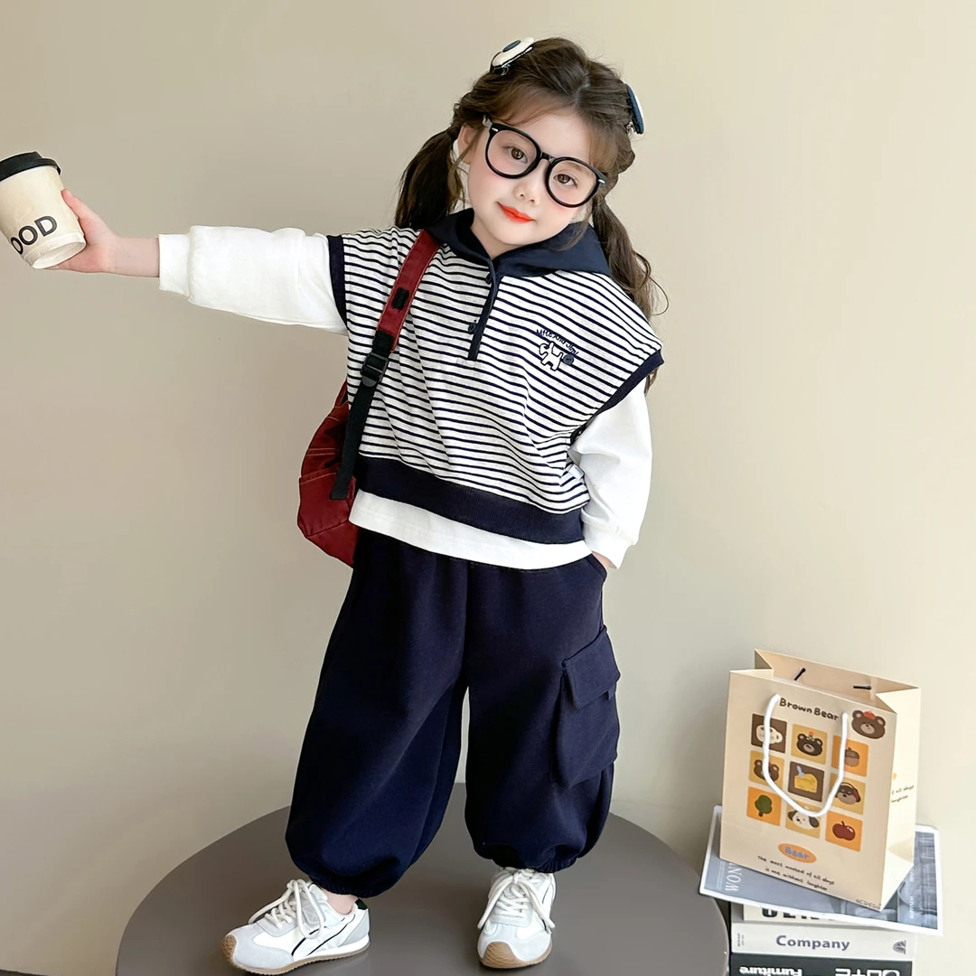女童卡通套装2025春秋款小女孩连帽休闲卫衣宝宝运动裤两件套