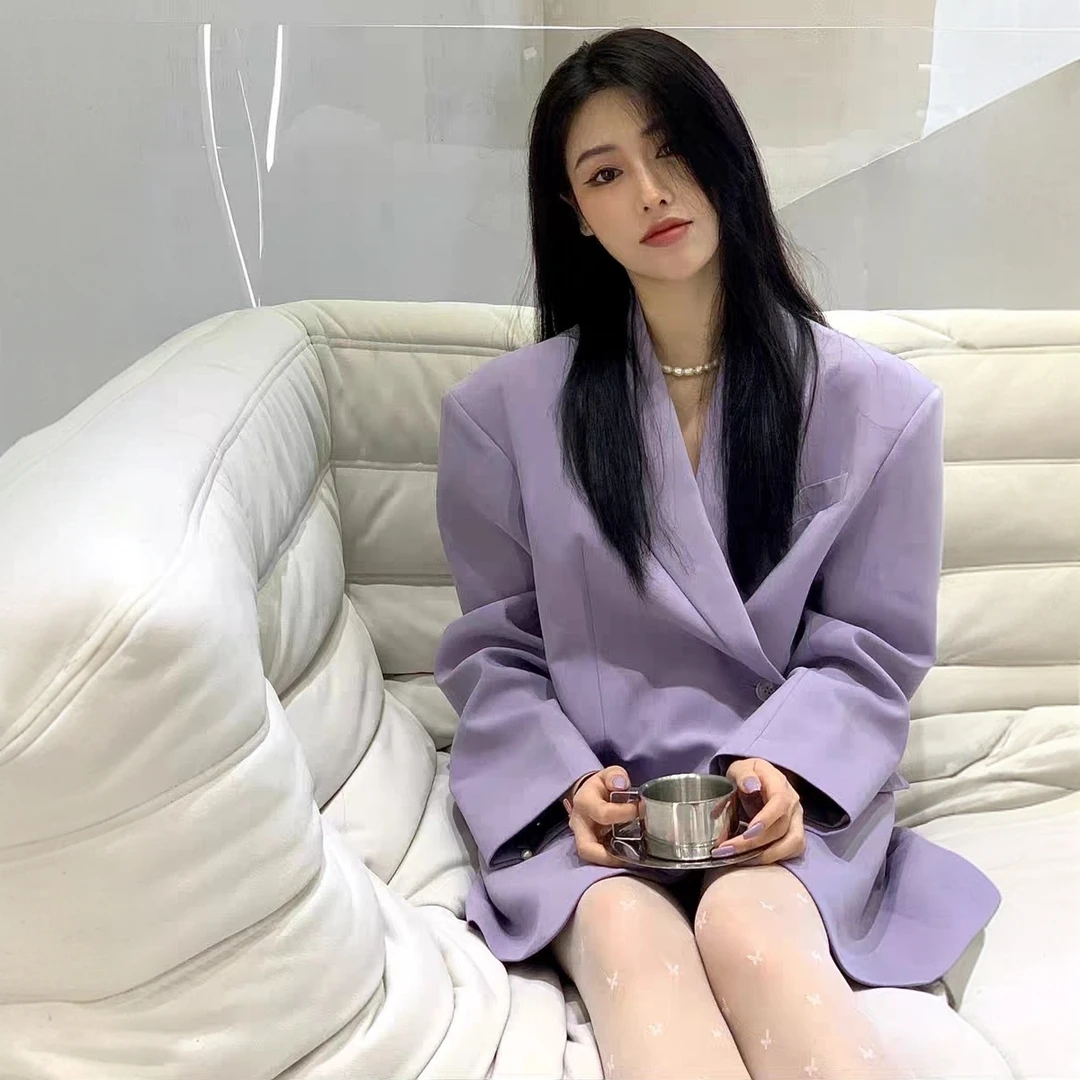 【福秒】韩国东大门外套女2022新款韩版宽松设计重工西装潮设计感