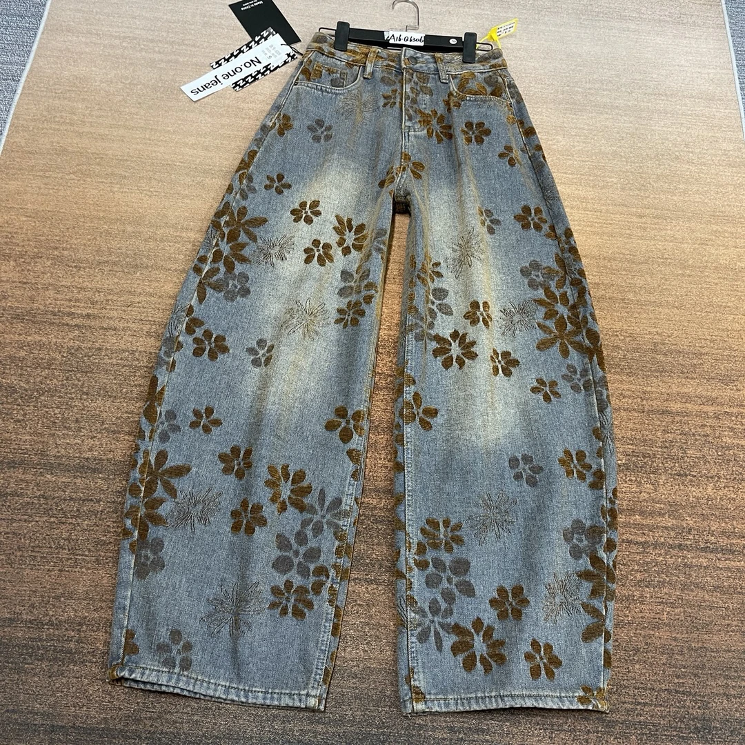 #A16-Q6306 加绒-植绒 高货咖色网红提花大版弯刀裤 无弹（不换退）