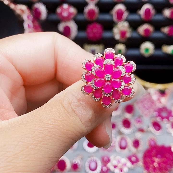 红宝石银S925镶嵌戒指