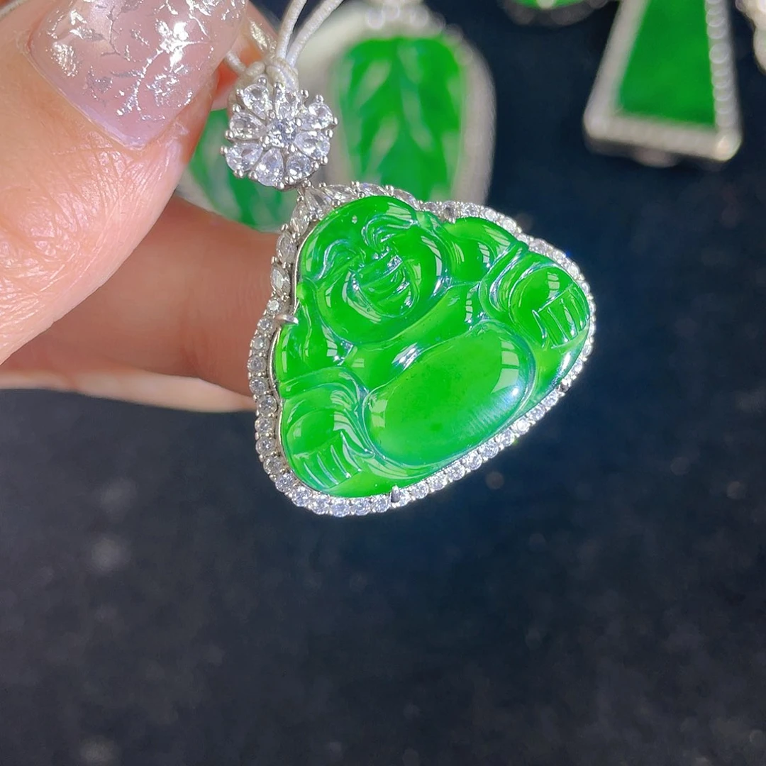翡翠吊坠(不含链)银S925镶嵌