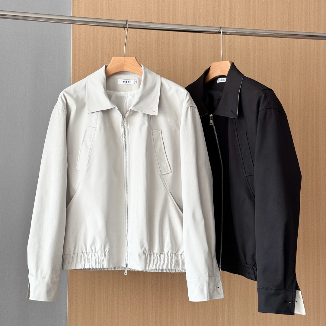 翻领短款挺阔休闲夹克