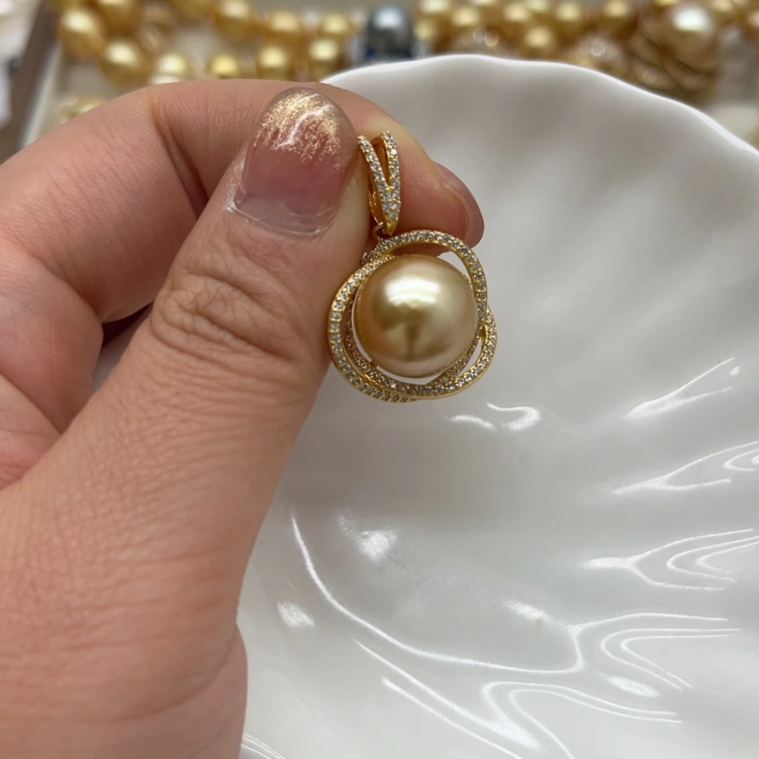 海水珍珠银S925镶嵌吊坠(不含链)