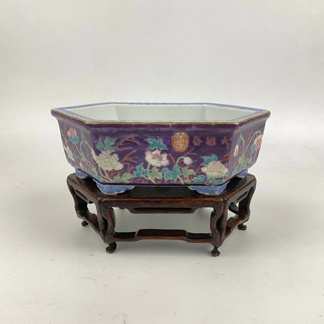 6258·粉彩花卉纹水仙盆