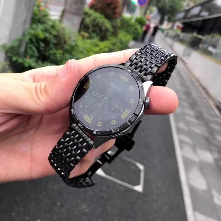 卡容不锈钢适用华为GT5手表GT4表带5pro蝴蝶扣gt3运动GT2金属9珠