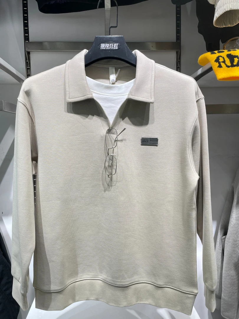 2025秋复古翻领POLO衫男休闲潮牌卫衣时尚假两件潮流上衣76082