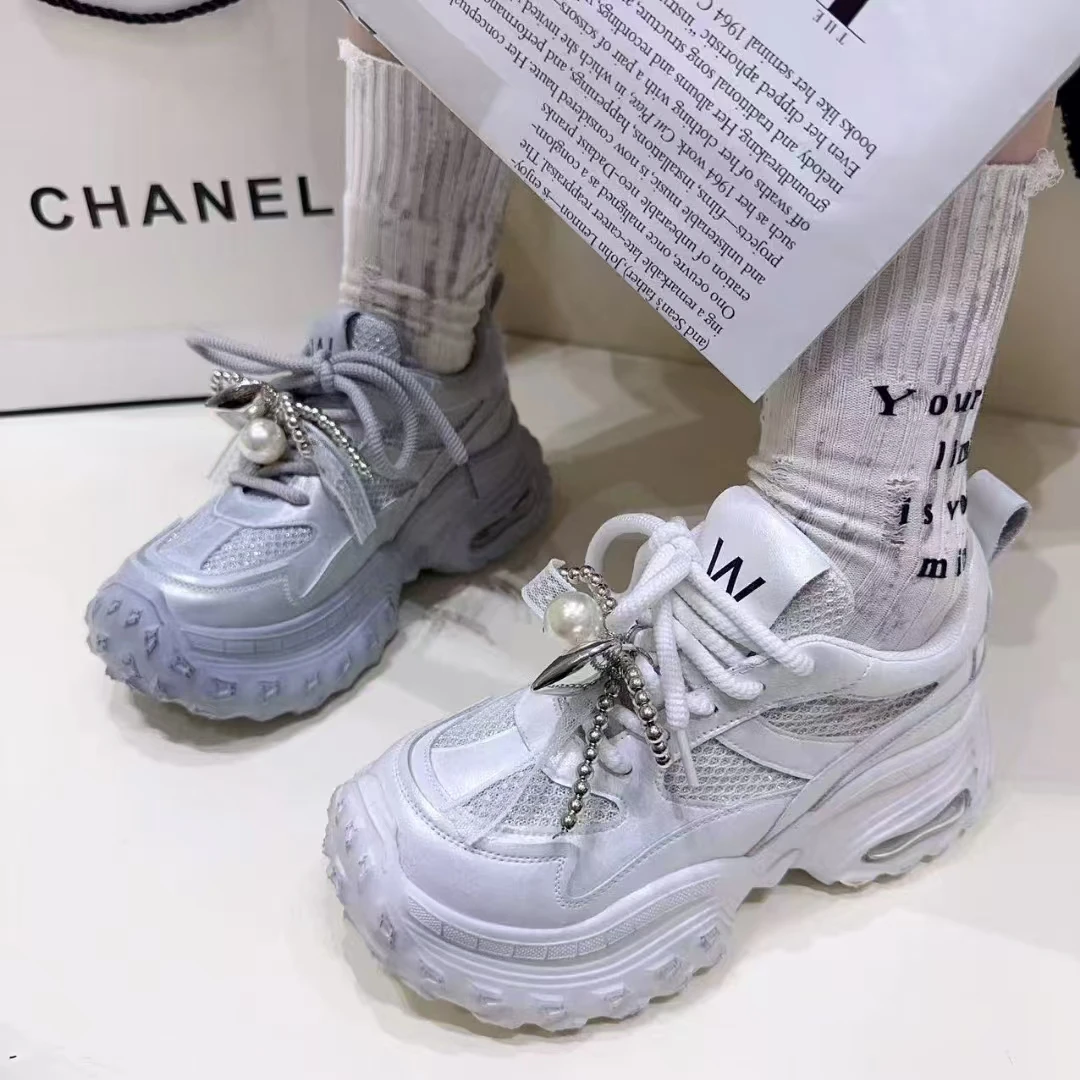 8015-60MGG2025新款老爹鞋系带女士鞋子松糕底时尚运动鞋