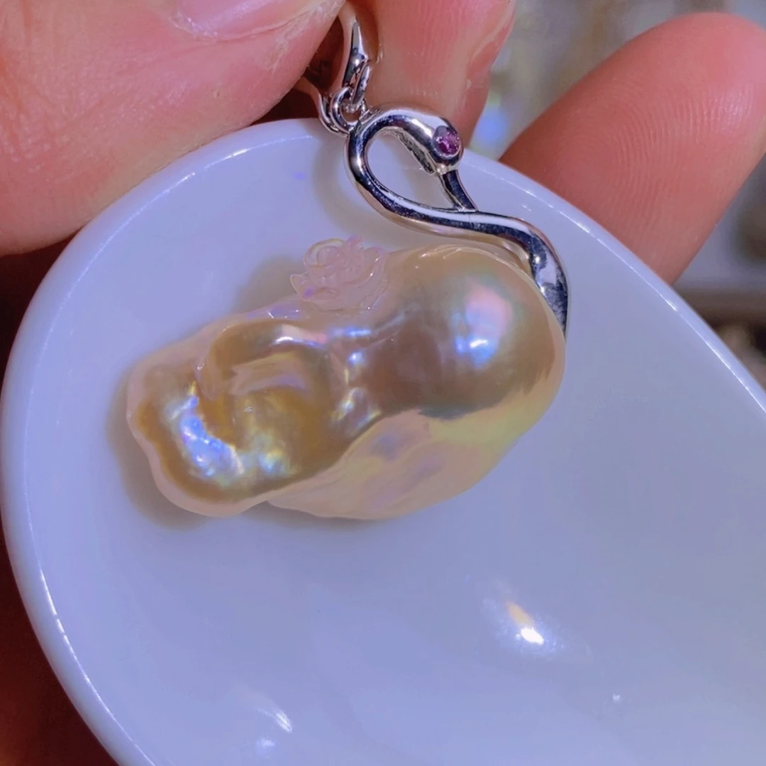 银S925镶嵌天然淡水珍珠淡水珍珠